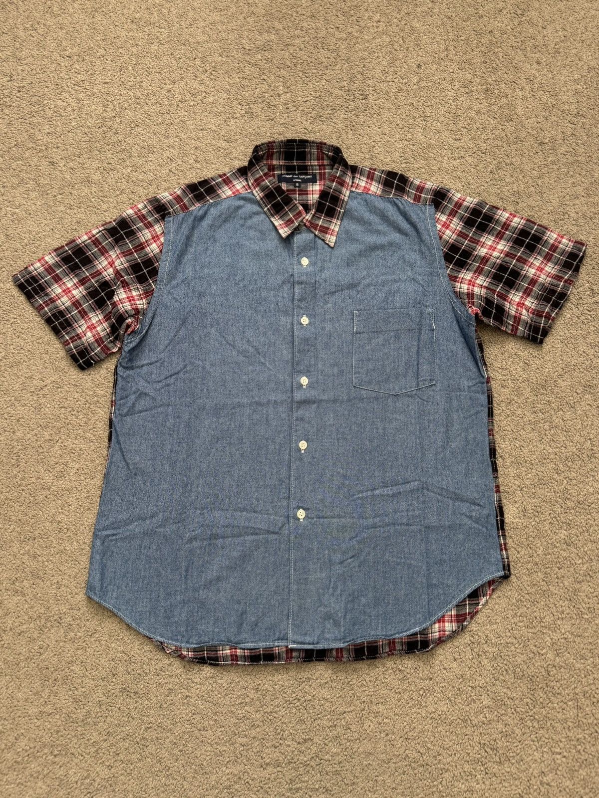 SS10 Comme Des Garcons Homme Hybrid Flannel Plaid Shirt