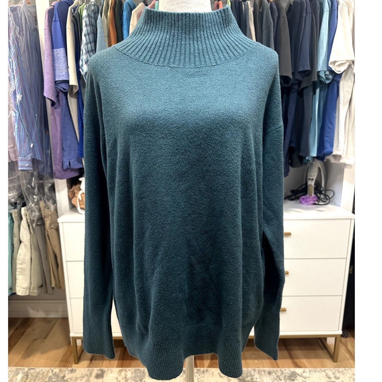 Other Caslon Womens Green Funnel Neck Cotton Blend Sweater XL NWOT Size XL / US 12-14 / IT 48-50 - 2 Thumbnail
