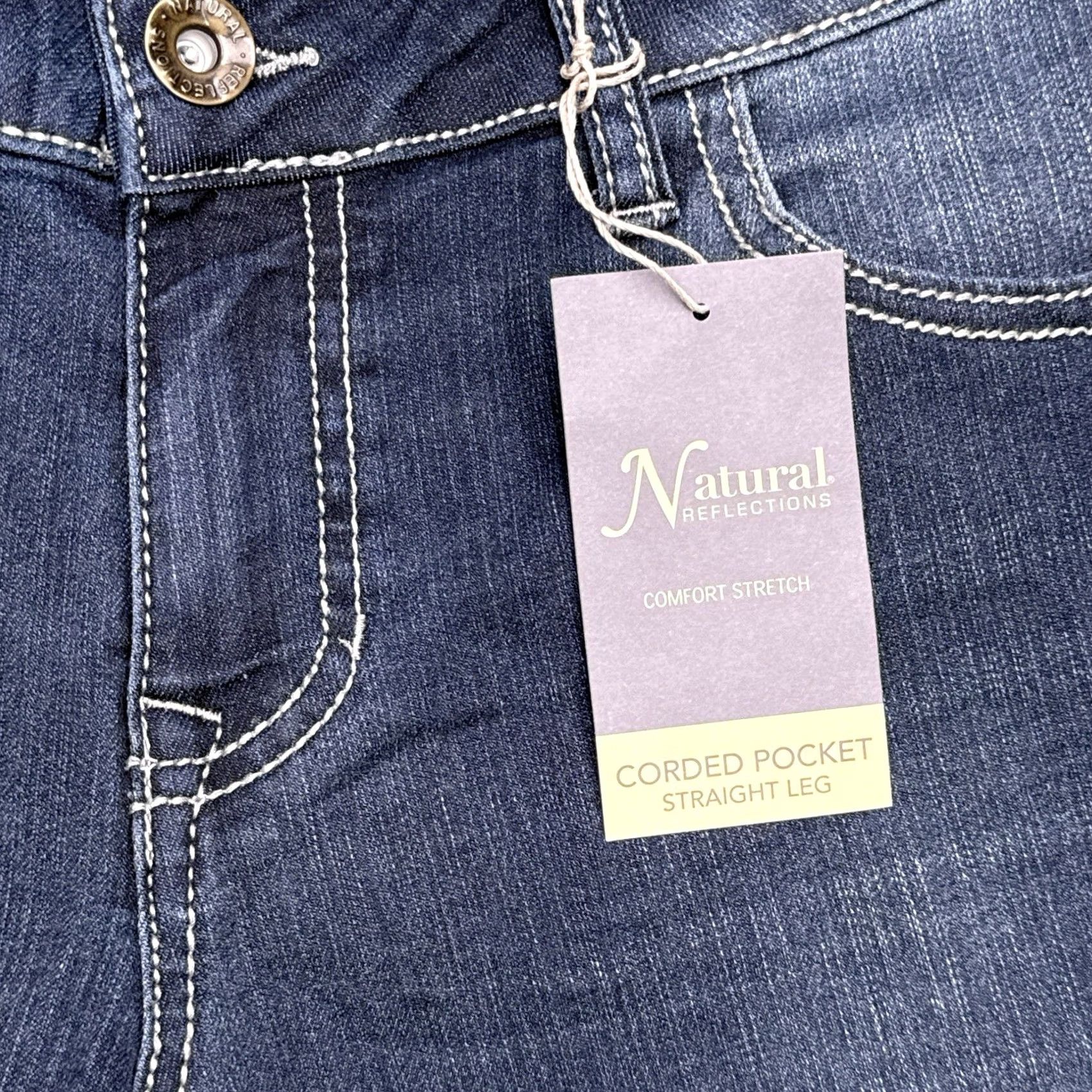 Vintage Natural Reflections Jeans Womens 10 Straight Denim Blue 5-Pocket Mid Rise Button Zip Embroidered Reflective Natures Reflections Vintage No Size 32" / US 10 / IT 46 - 6 Thumbnail