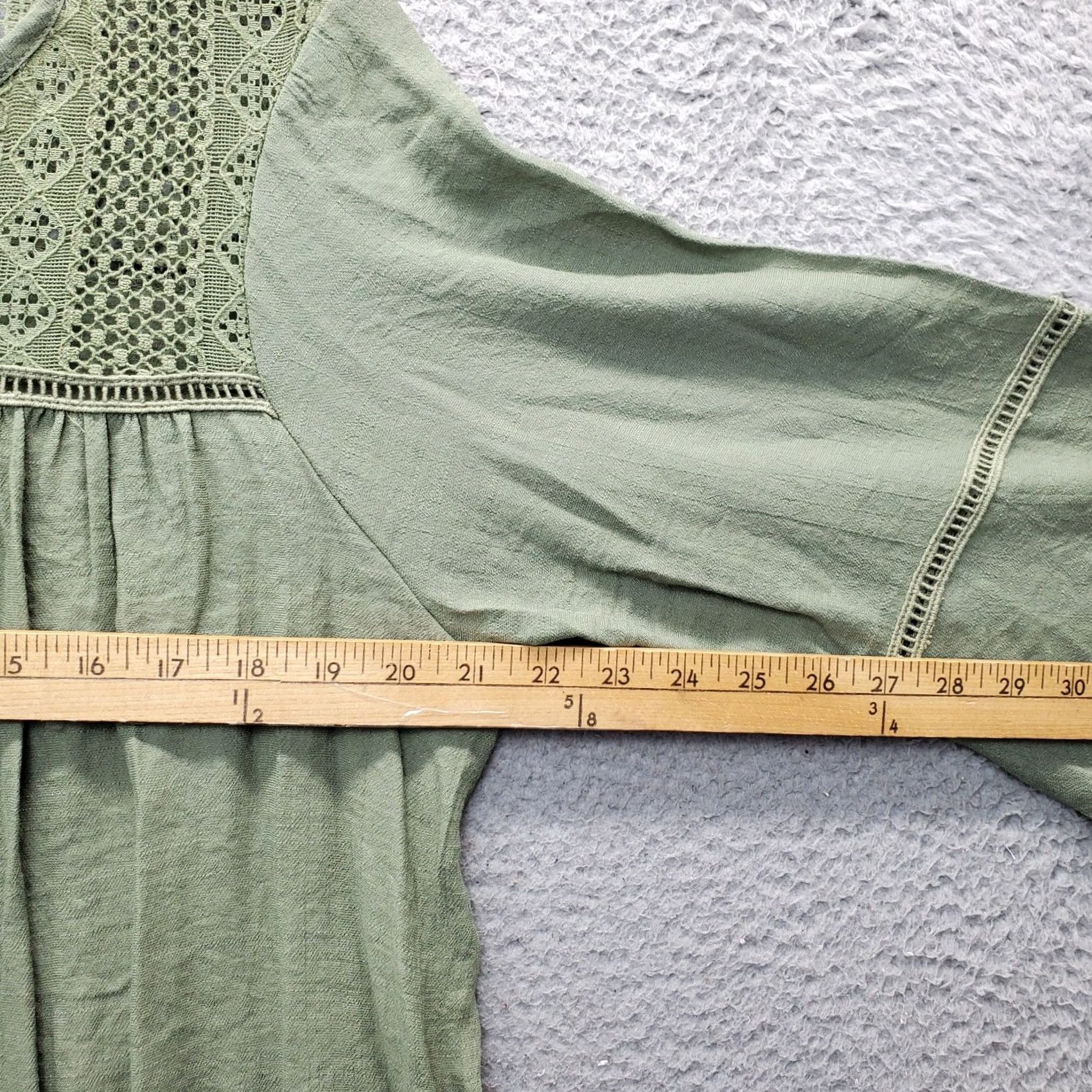 Avenue Avenue Womens Blouse Top Green Size 14/16 Pleated Lace Up V-Neck Casual Pullover Shirt Size XL / US 12-14 / IT 48-50 - 6 Thumbnail