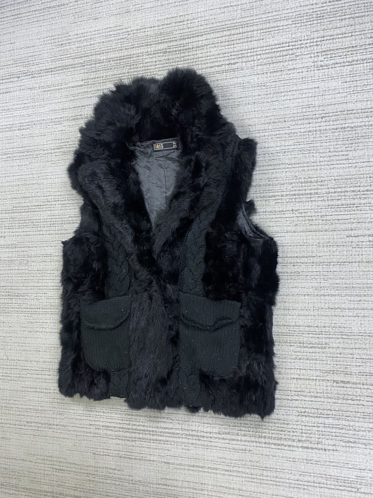 DAKS Vintage Daks London Rare Black Rabbit Fur Vest Size US S / EU 44-46 / 1 - 4 Thumbnail
