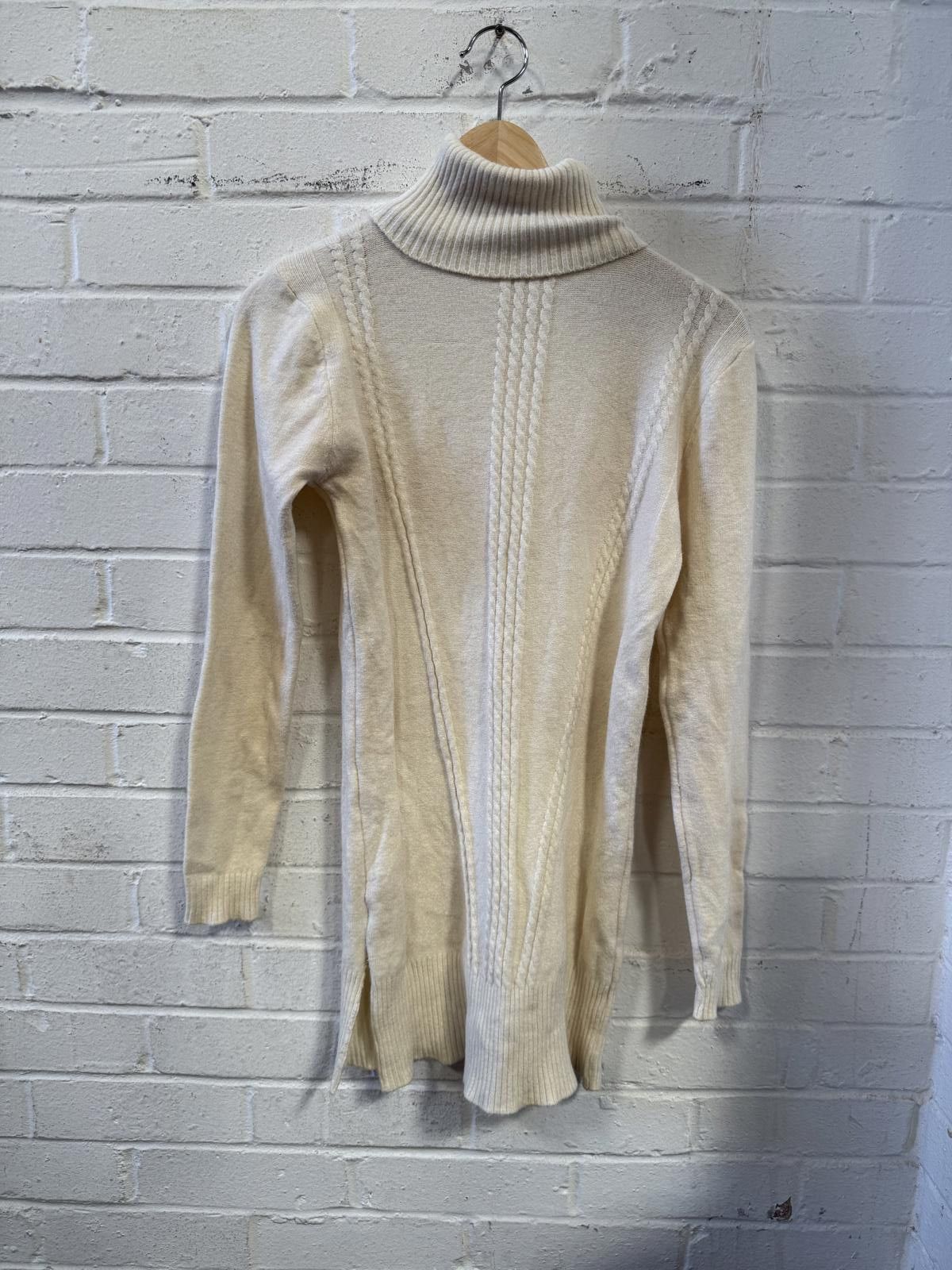 Unknown London Cream Cable Knit Turtleneck Sweater Dress Size XXL / US 16-18 / IT 52-54 - 1 Thumbnail