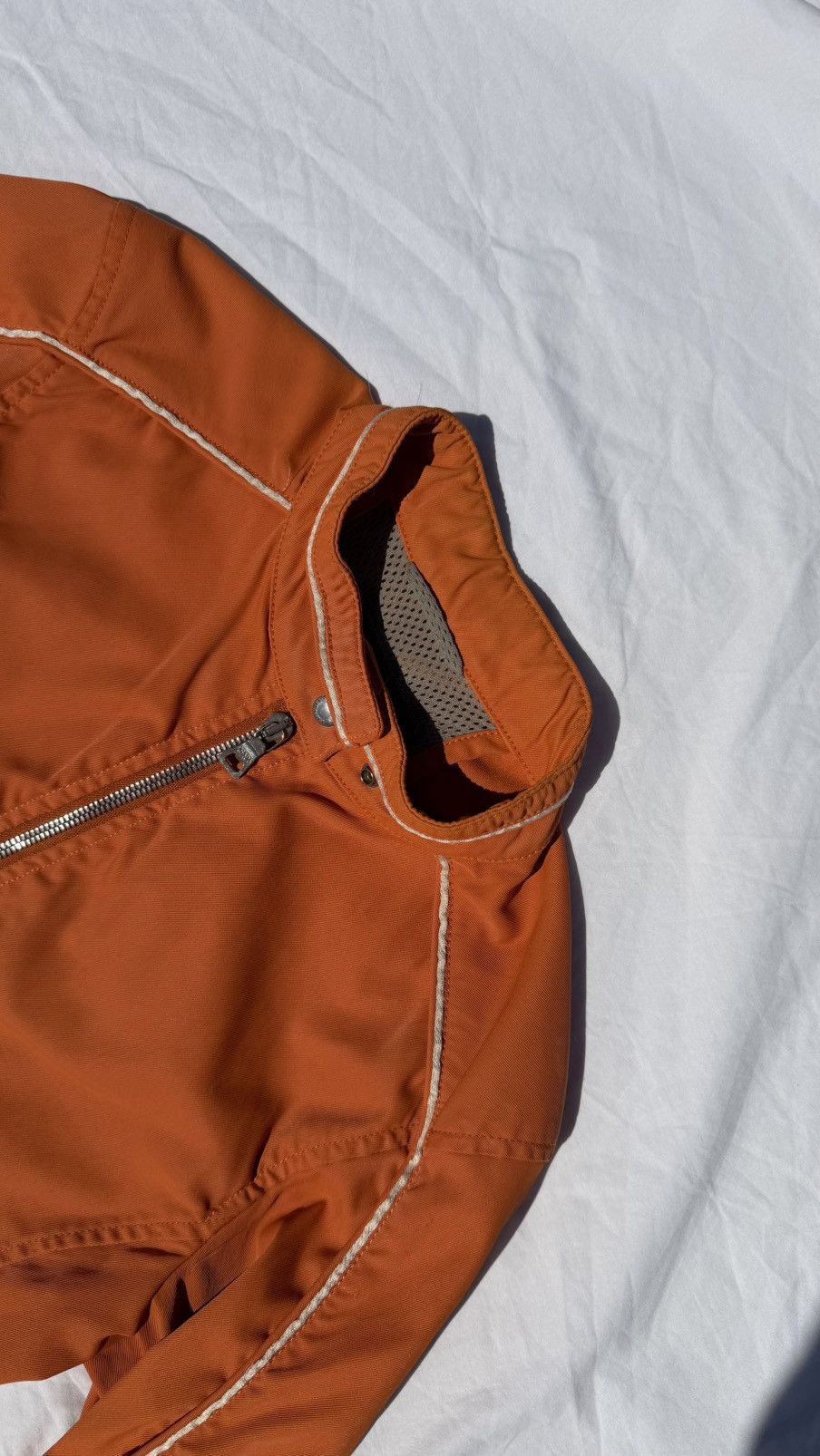 Prada SS2002 Prada Orange Nylon Biker Jacket Size US XS / EU 42 / 0 - 13 Thumbnail