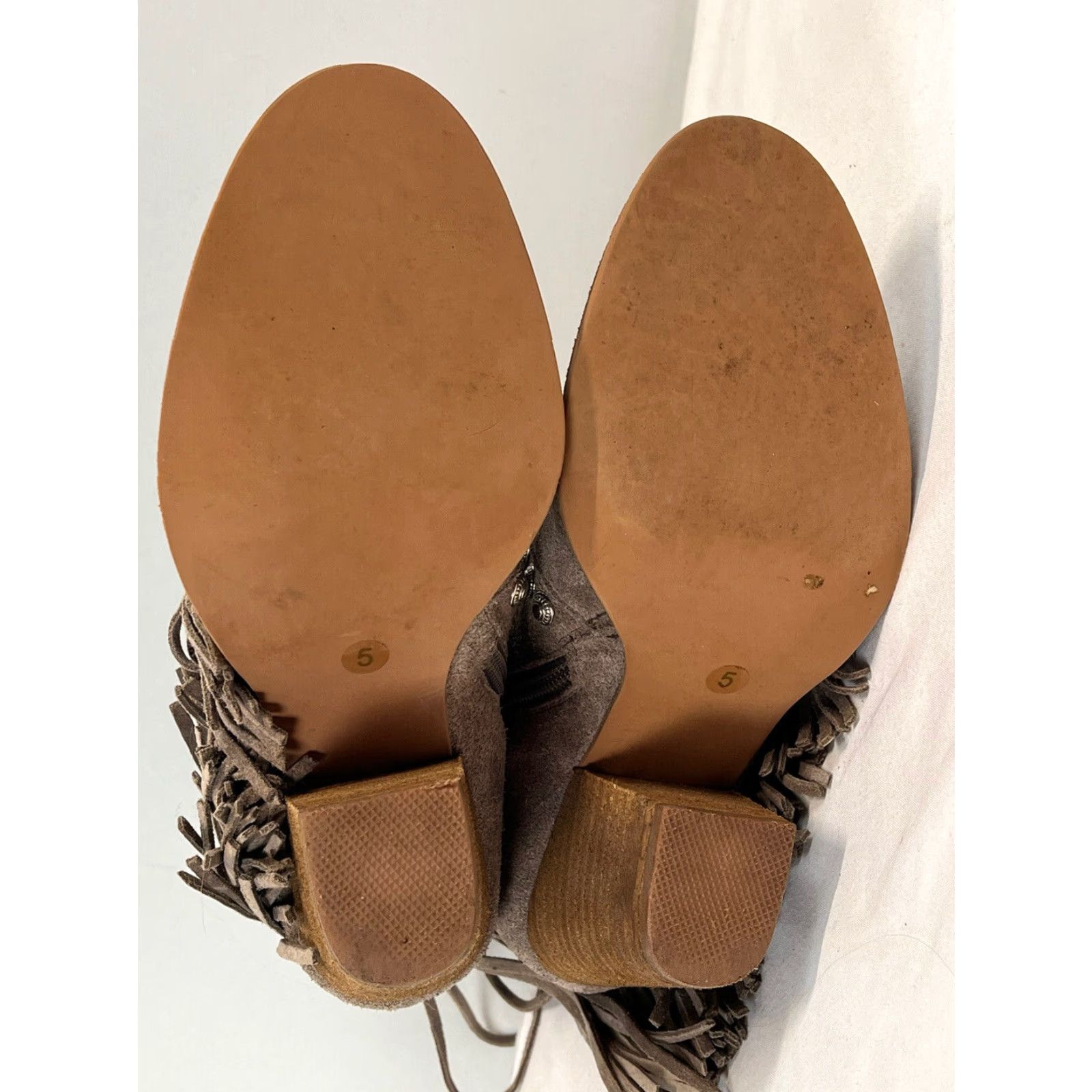 Jeffrey Campbell Jeffrey Campbell Free People Suede Fringe Booties Tan Taupe Sz 5 Womens Size US 5 / IT 35 - 5 Thumbnail