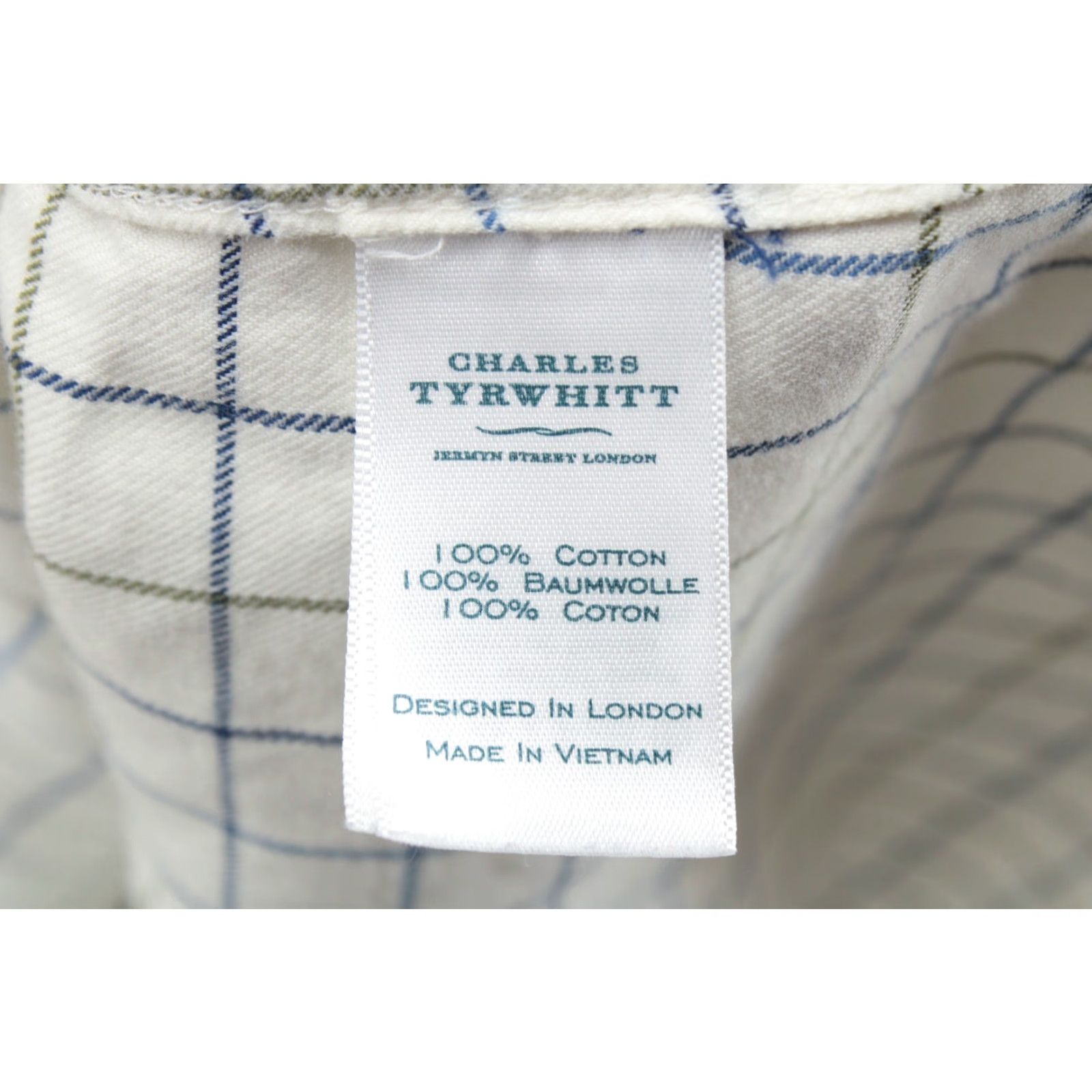 Charles Tyrwhitt Charles Tyrwhitt Dress Shirt 18-37 Beige Check Slim Fit Cotton Button Up Mens Size 48R - 6 Thumbnail
