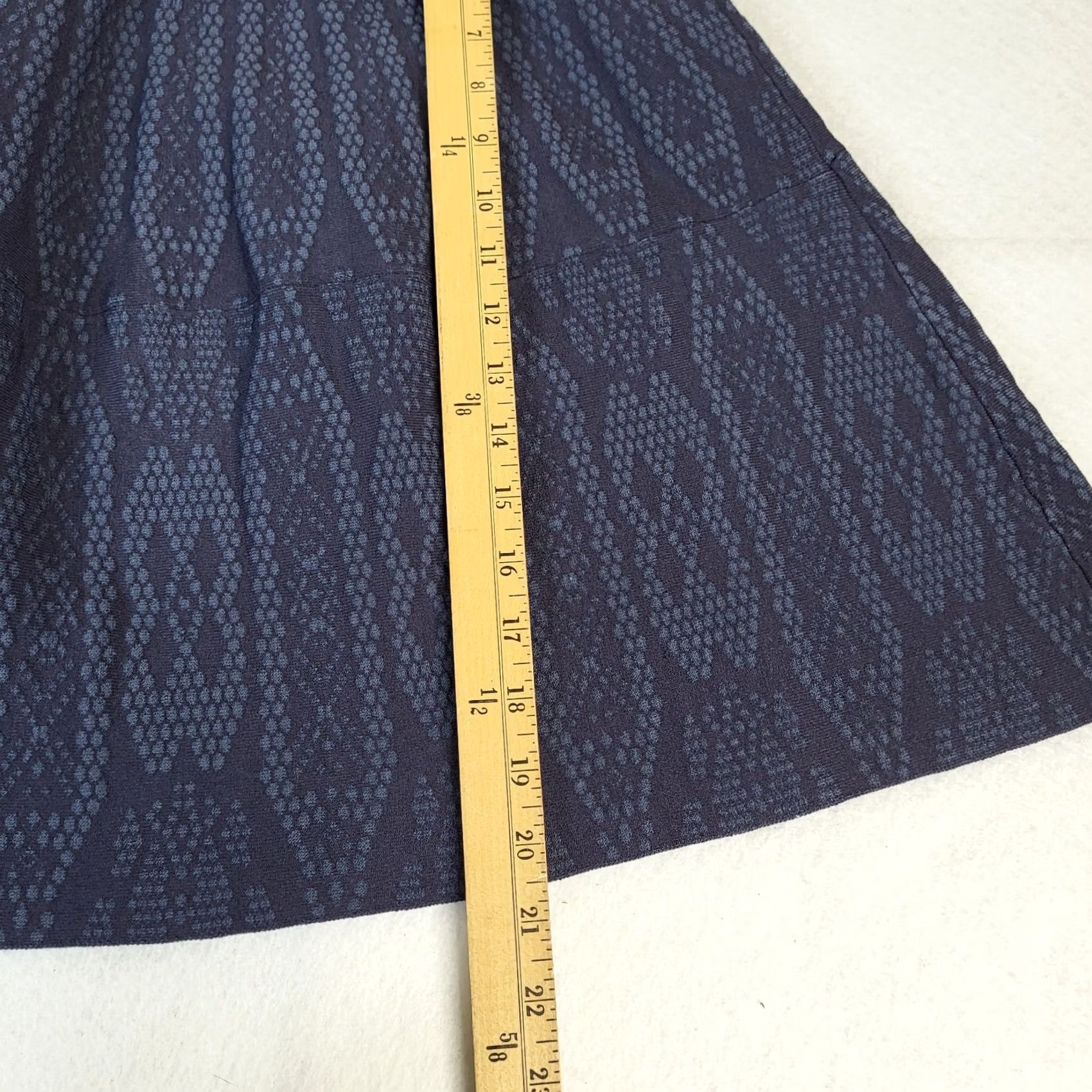 Rebecca Taylor Rebecca Taylor Women's Knit Short Skirt Navy Blue M Flare Stretch Pattern Floral Vintage No Size 32" / US 10 / IT 46 - 3 Thumbnail