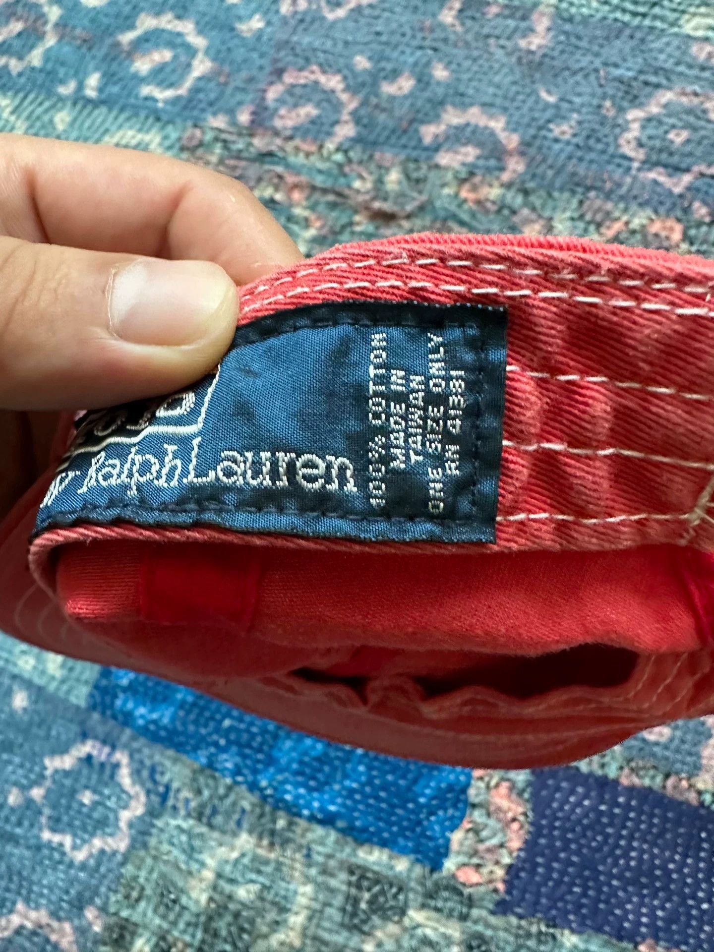 Polo Ralph Lauren RL Washed Distressed Light Pink Leather Cord Cap 90s Taiwan Size ONE SIZE - 5 Thumbnail
