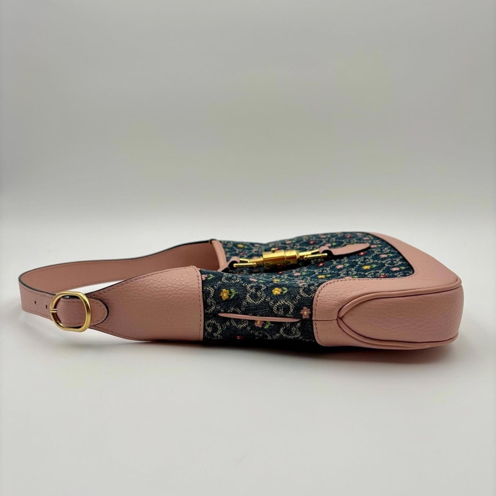 Gucci Gucci Jackie 1961 GG Denim Floral Shoulder Bag LimitedEditio Size ONE SIZE - 3 Thumbnail