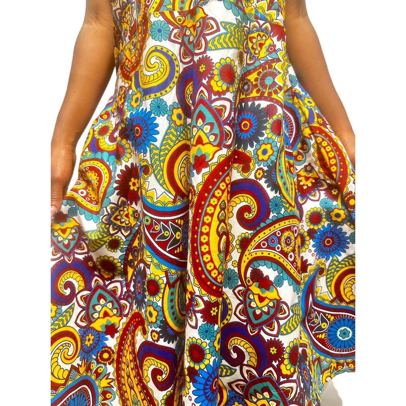 Other Multicolored African paisley print flowy midi dress w bowtie Size XXL / US 16-18 / IT 52-54 - 2 Thumbnail