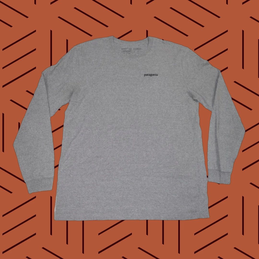 PATAGONIA MENS P-6 LOGO LONG SLEEVE T-SHIRT GREY REGULAR FIT L