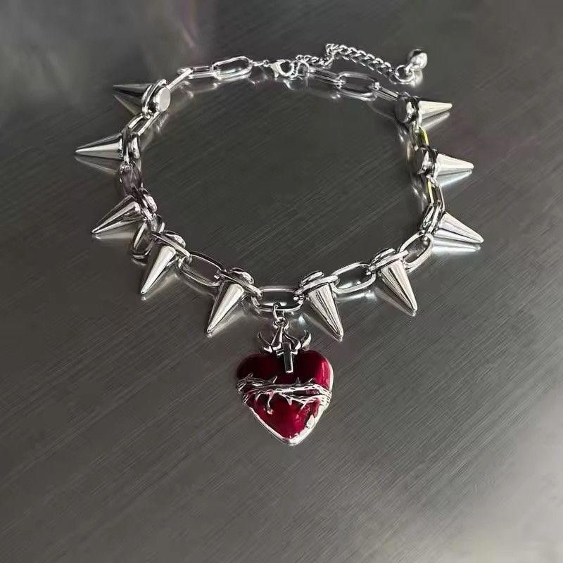 Other Gothic Thorn Red Heart Pendant Necklace Size ONE SIZE - 2 Thumbnail