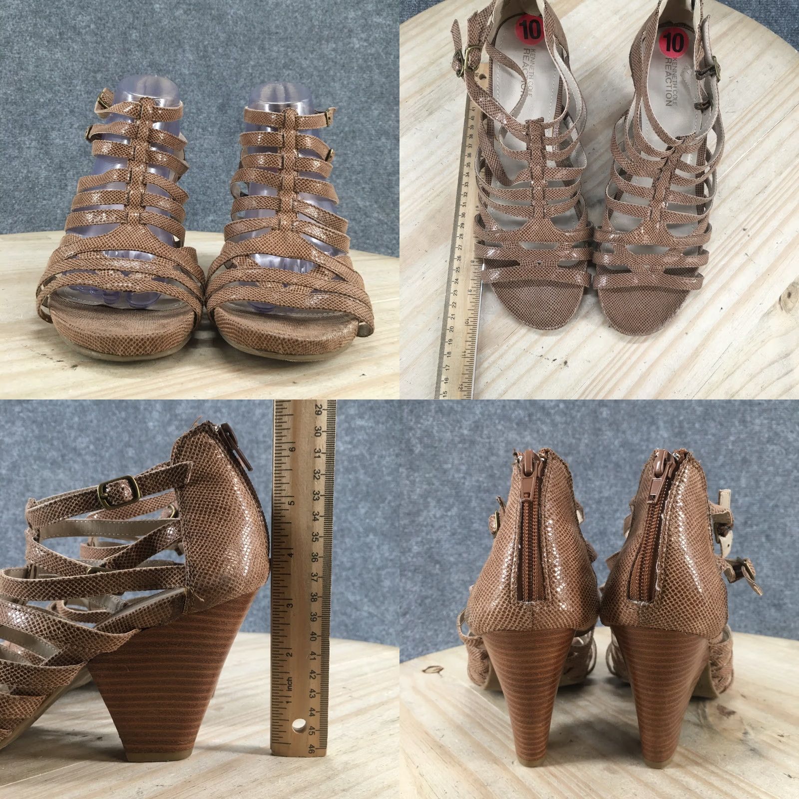Kenneth Cole Kenneth Cole Reaction Sandal Womens 10M Brown Tropical Vine Strappy Snakeskin Shoes Size US 10 / IT 40 - 8 Thumbnail