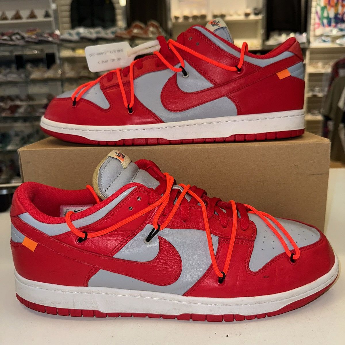 Nike Size 15 - Nike Dunk Low x OFF-WHITE University Red 2019 Size US 15 / EU 48 - 1 Thumbnail