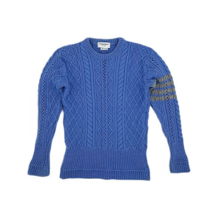 Thom Browne Thom Browne Blue Striped Long Sleeve Sweater -2507 Size M / US 6-8 / IT 42-44 - 8 Thumbnail