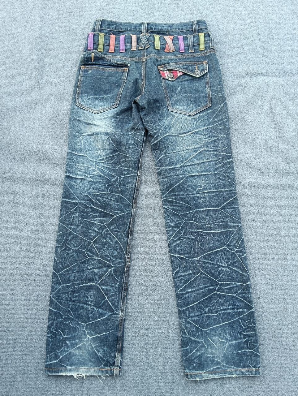 Japanese Brand Nylaus Double Waist Lightning Bolt straight cut jeans. Size US 31 - 2 Thumbnail