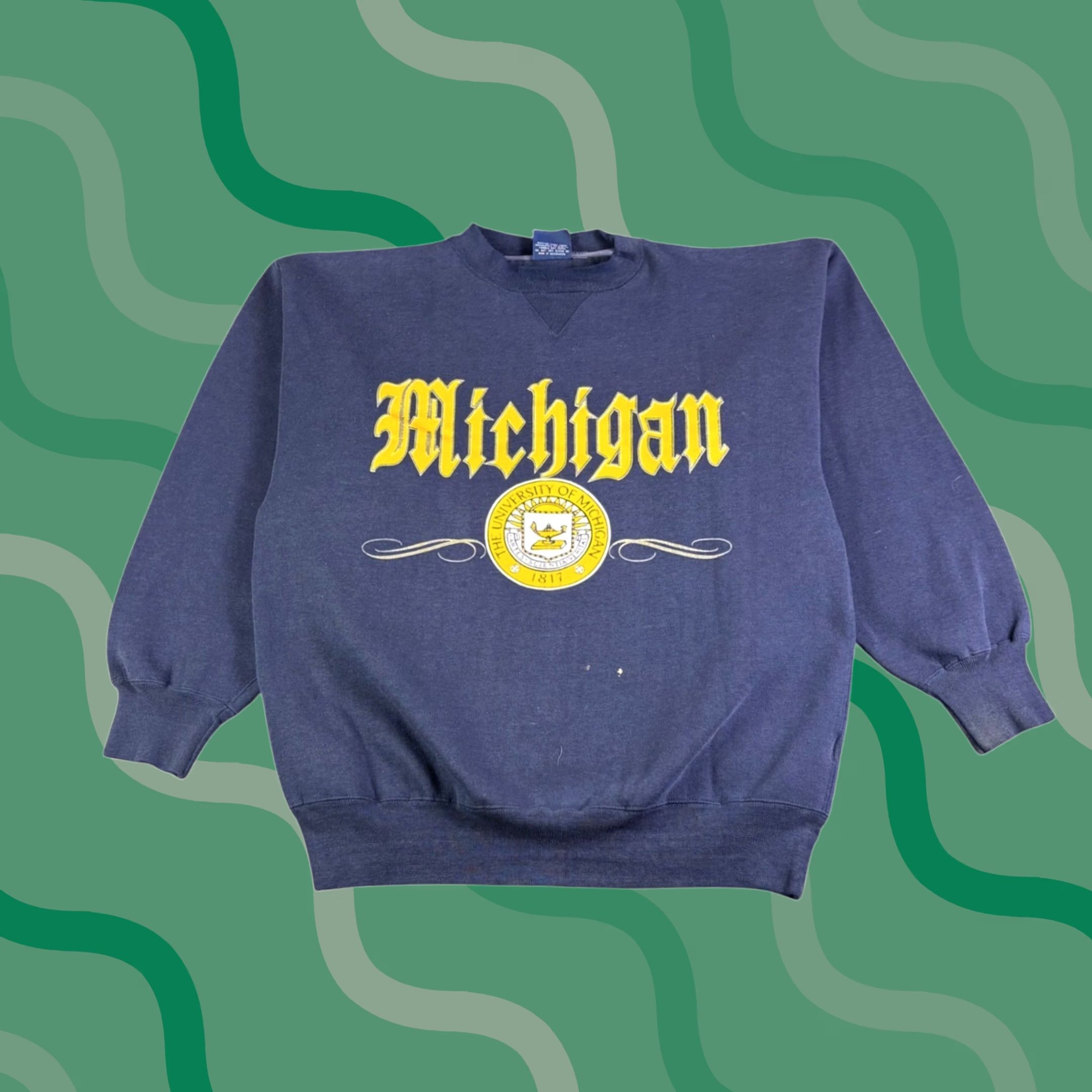 Vintage VINTAGE Michigan Wolverines Sweatshirt Savvy Trau & Loevner Navy Blue Large Size US L / EU 52-54 / 3 - 1 Thumbnail