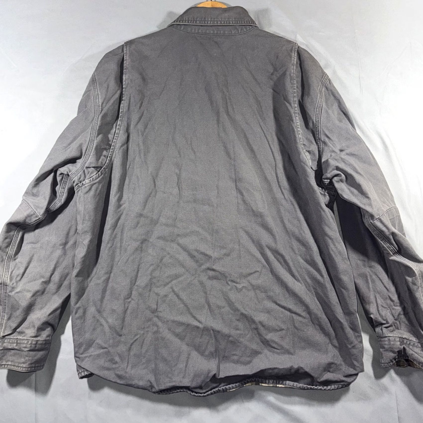 Carhartt Carhartt Jacket Mens XL Gray Canvas Snap Front Plaid Lined Workwear Shacket Size US XL / EU 56 / 4 - 2 Thumbnail
