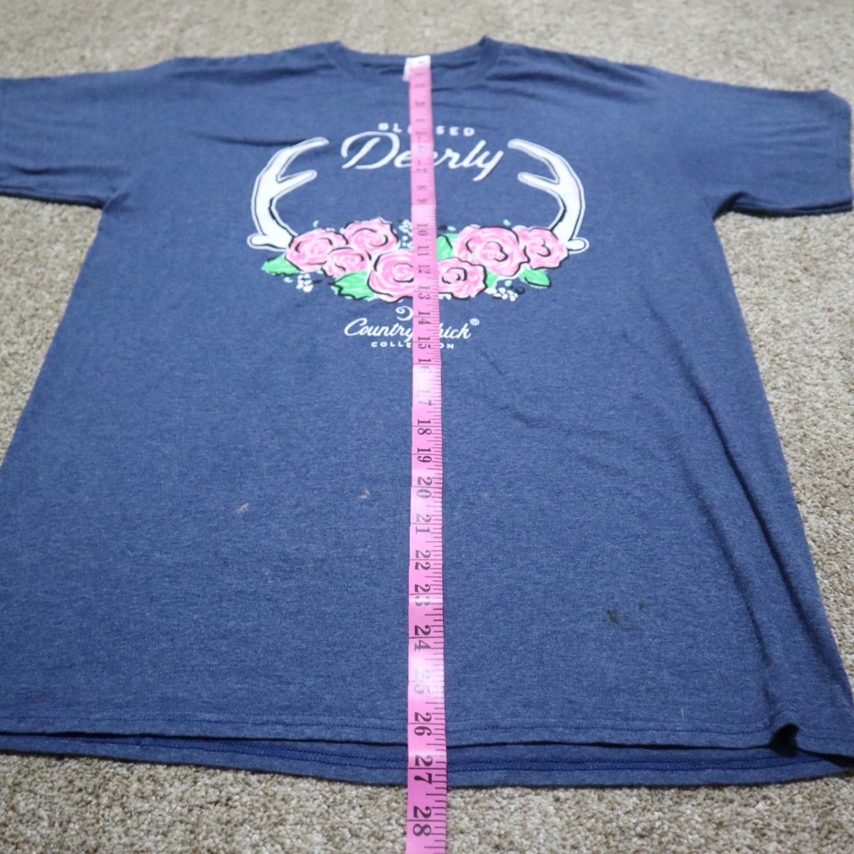Vintage Country Chick T-Shirt Women Adult M Blue Blessed Deerly Graphic Tee Womens Size M / US 6-8 / IT 42-44 - 6 Thumbnail