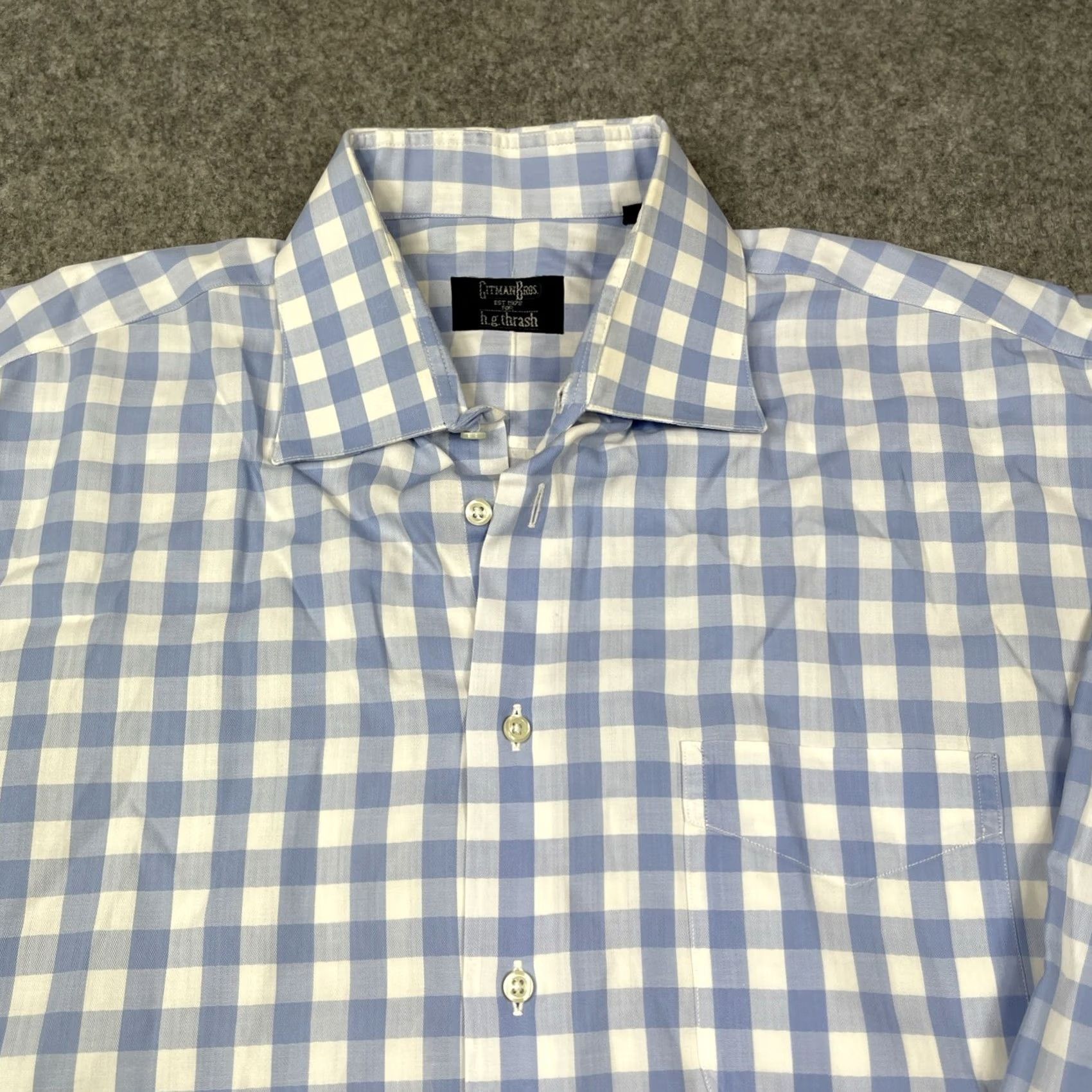 Vintage Gitman Bros Shirt Mens L Blue Button Up USA Made Gingham Check Regular Fit Long Sleeve Size US L / EU 52-54 / 3 - 2 Thumbnail