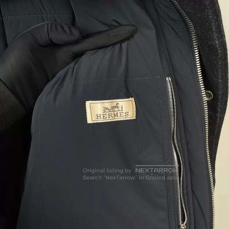 Hermes Hermes Black and Dark Blue Knit Collar Removable Long Cott Size US M / EU 48-50 / 2 - 6 Thumbnail