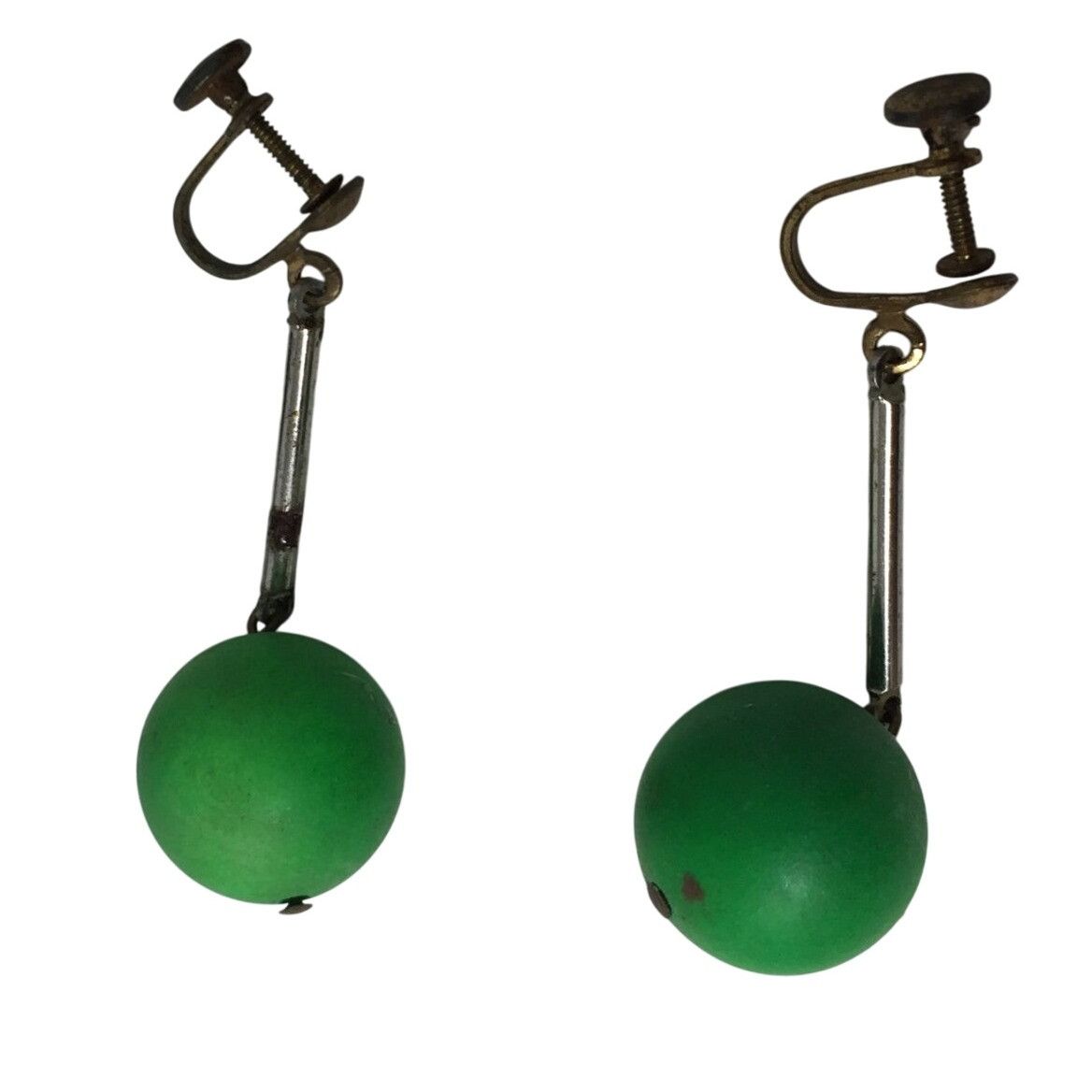 Other Women's Vintage Green and Silver Tone Screw Back Drop Earrin Size ONE SIZE - 2 Thumbnail