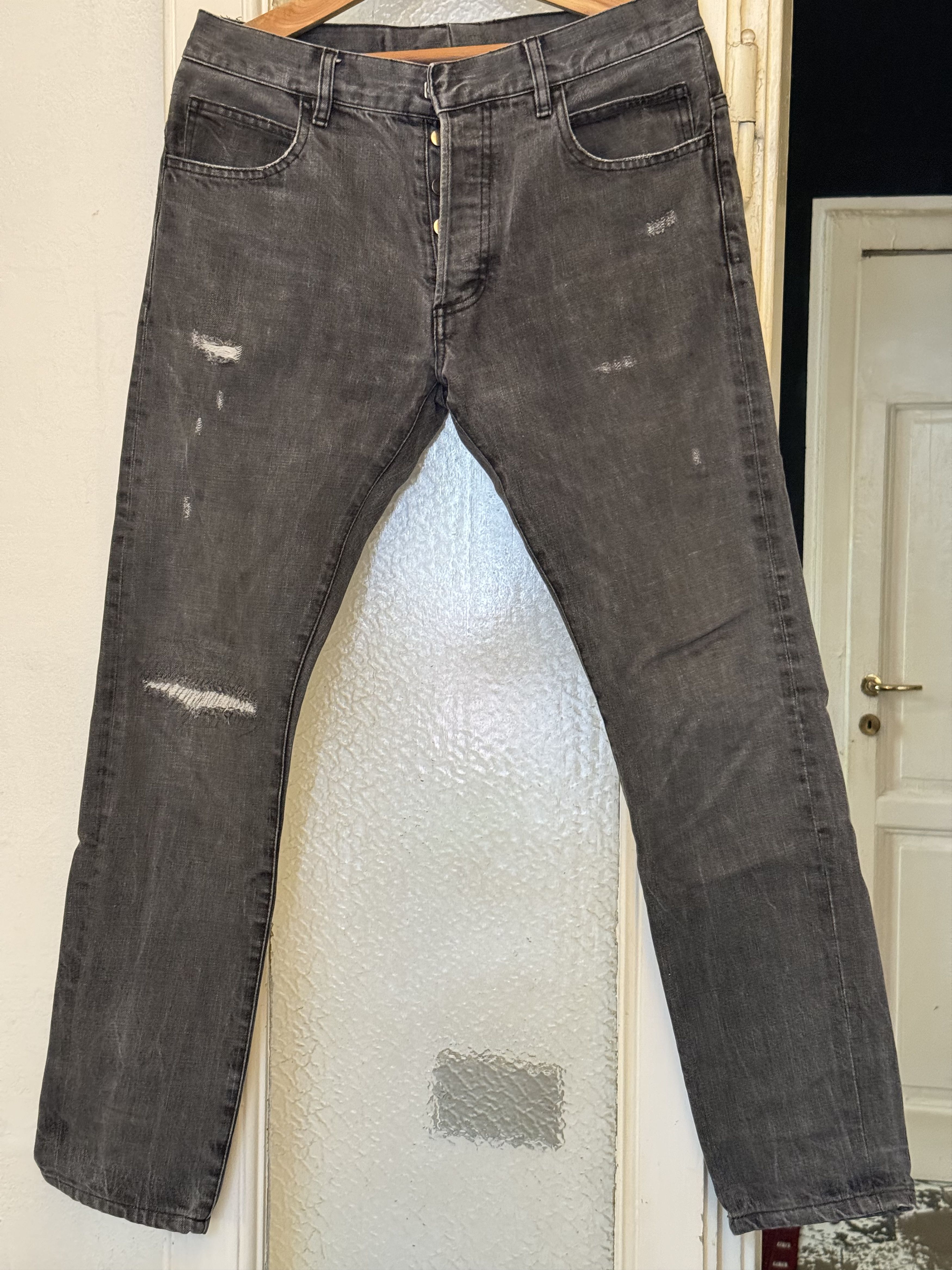 Balmain DARK GRAY DENIM DISTRESSED JEANS Size US 30 / EU 46 - 1 Thumbnail
