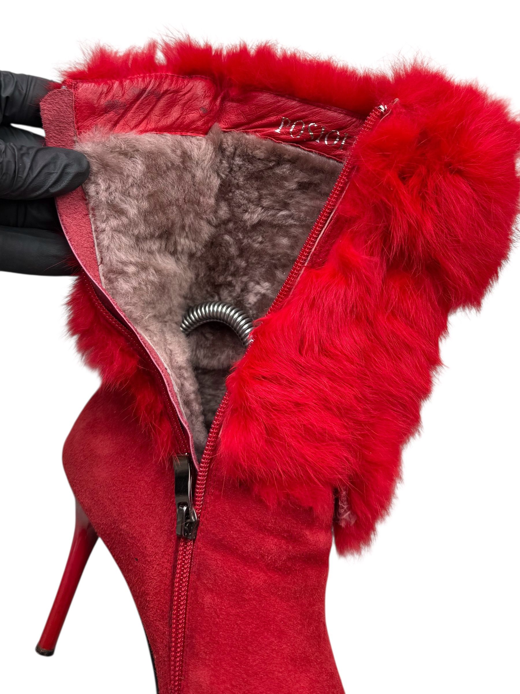 Japanese Brand Vintage Heels Boots With Real Fur Details W274(V9) Size US 8 / IT 38 - 10 Thumbnail
