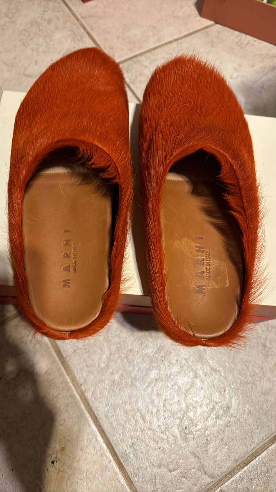 Marni Marni Fussbett Sabot Long Hair calfskin Orange Easy Mule 44 Size US 11 / EU 44 - 3 Thumbnail