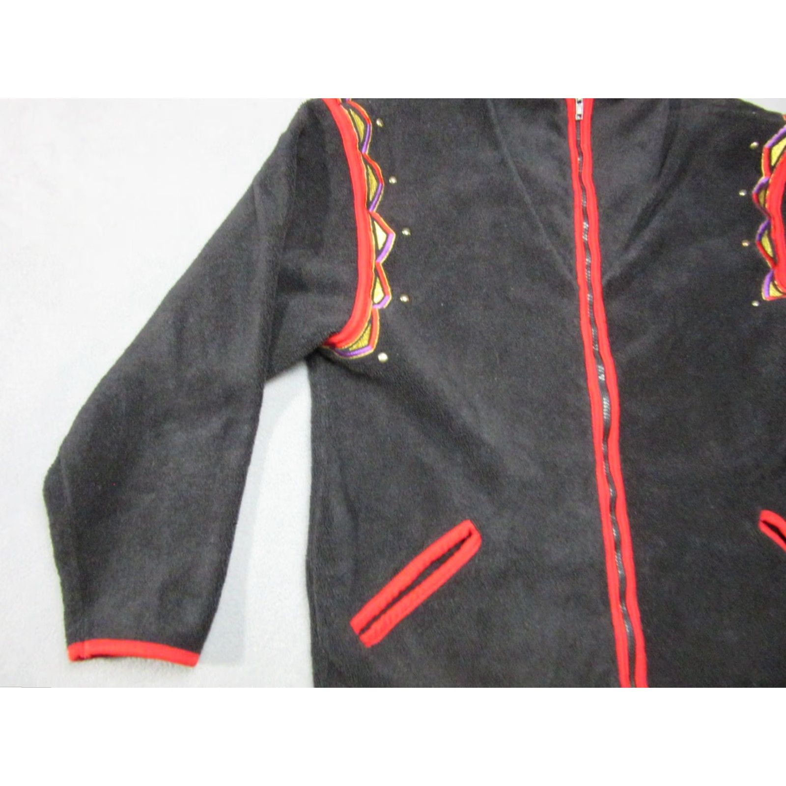 Bob Mackie VINTAGE Bob Mackie Jacket Womens Small Black Red Wearable Art Embroidered Full Zip Vtg Size S / US 4 / IT 40 - 2 Thumbnail