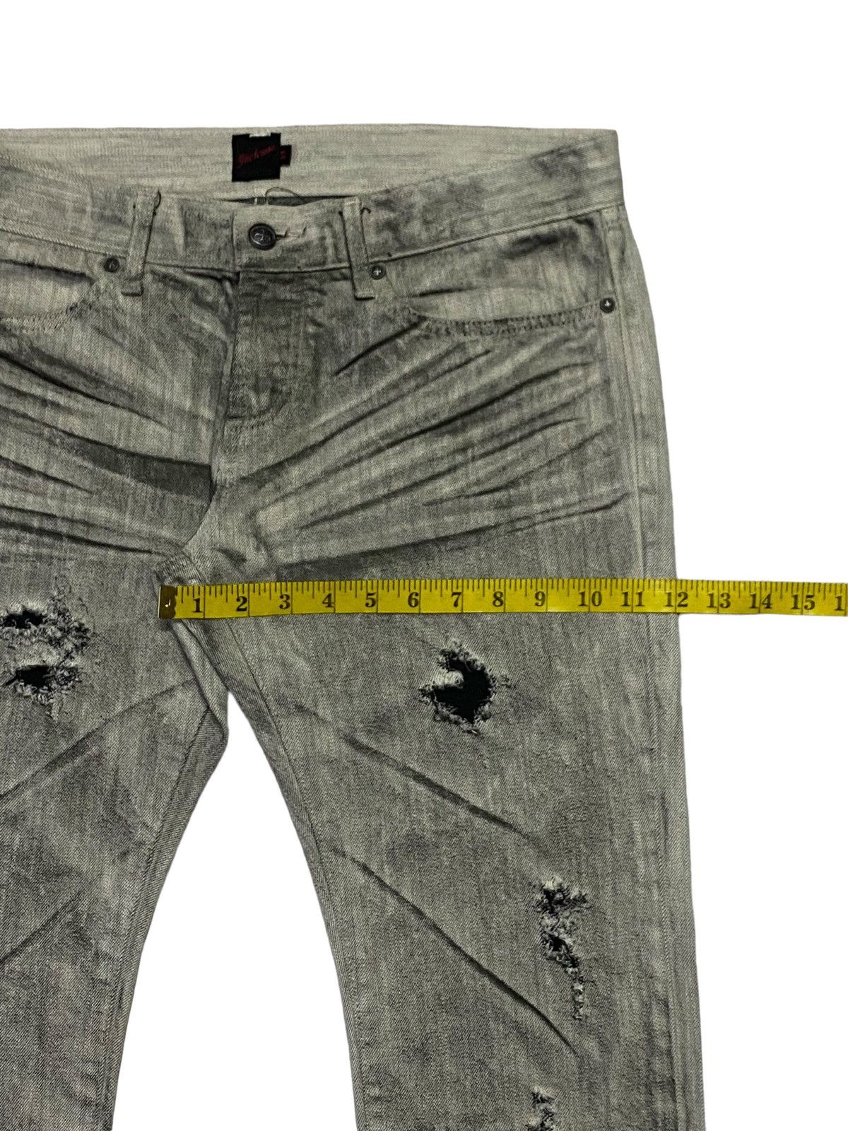 JACKROSE Jack Rose Ripped Distressed Clow Mark Smoke Denim Pants Size 33" - 8 Thumbnail
