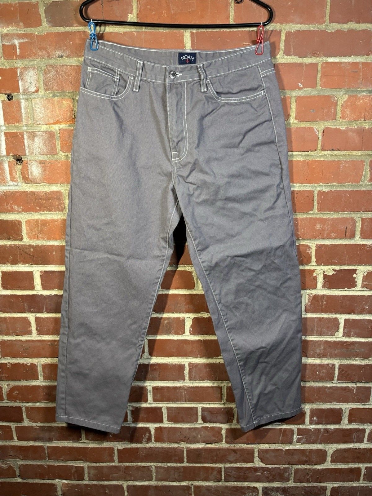 Noah NY Grey Contrast Stitch Jeans Pants Mens 32 (32x28) in Gray, Men's — image 2 of 6
