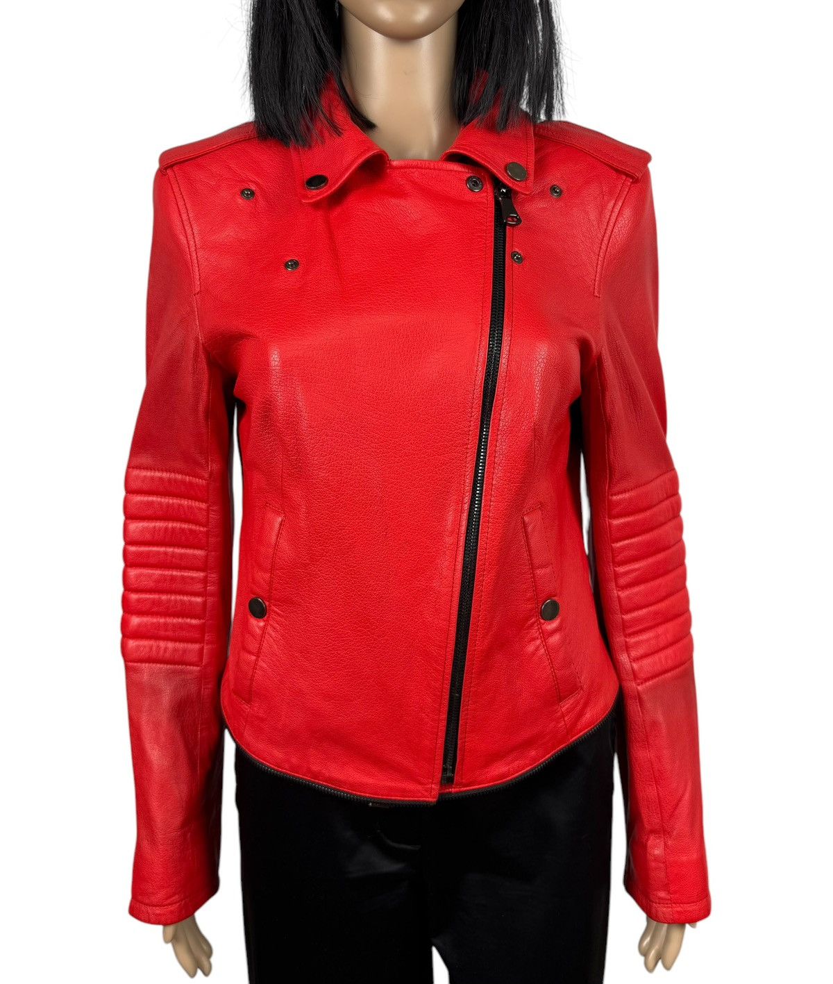 Designer Punto Genuine Leather Biker Jacket Italy size US10 IT46 Size L / US 10 / IT 46 - 15 Thumbnail