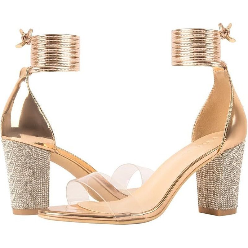 Other NEW Women's EU 41.5/US 11.5 Open Toe Lace Rhinestone Heels Size US 11.5 / IT 41.5 - 3 Thumbnail