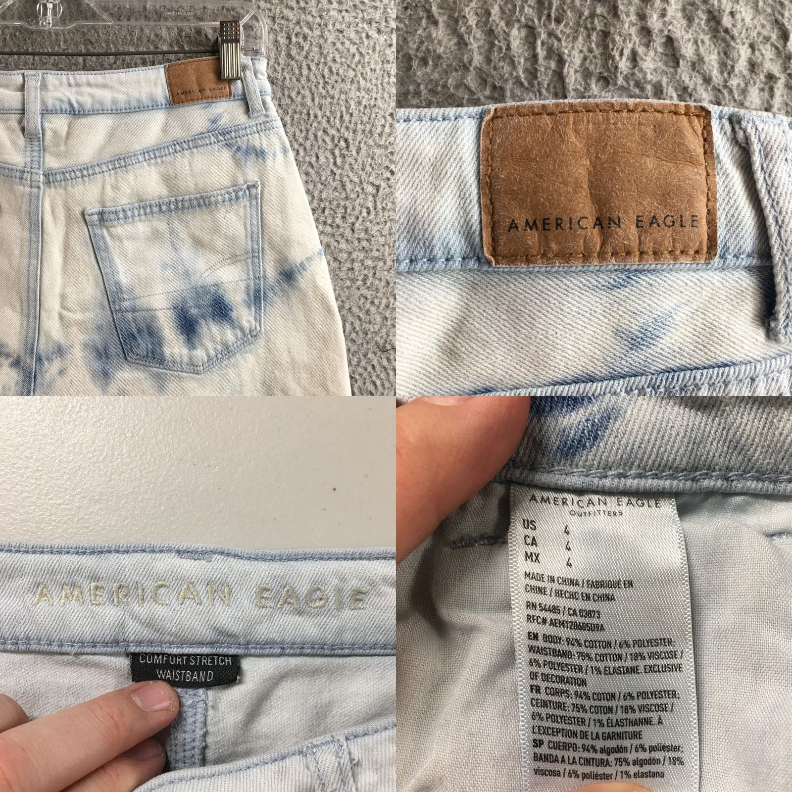 American Eagle Outfitters American Eagle Shorts Womens 4 Blue Tie Dye Distressed Cutoff Zip Fly Denim Size 27" / US 4 / IT 40 - 9 Thumbnail