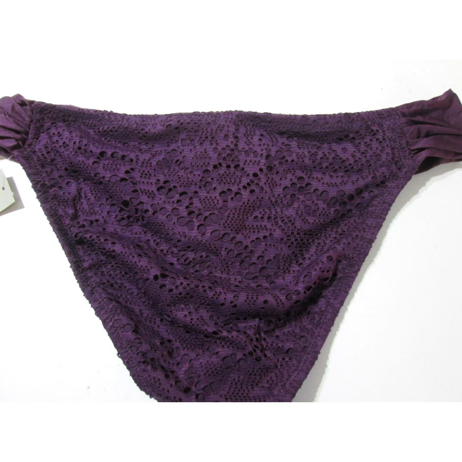 Mossimo Mossimo Bikini Bottom XL Purple Ruched Side Crochet Beachwear Womens Bottom NWT Size 40" / US 18 - 2 Thumbnail