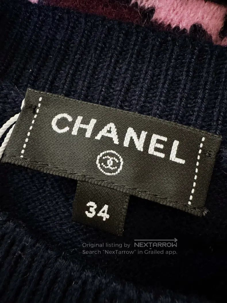 Chanel Chanel 23B dark blue double C striped logo long-sleeved ca Size XXS / US 00 / IT 34 - 5 Thumbnail