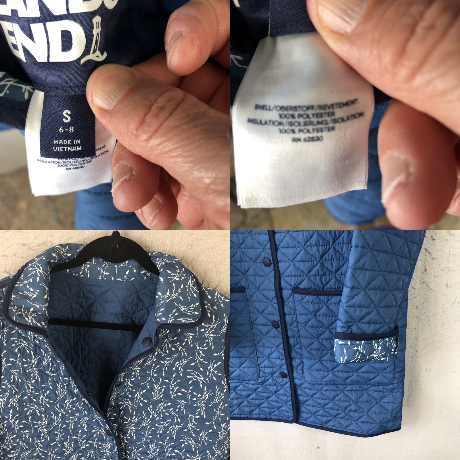 Lands' End VINTAGE Lands' End Jacket Womens S Blue Reversible Quilted Barn Coat Snap Pockets Size S / US 4 / IT 40 - 8 Thumbnail