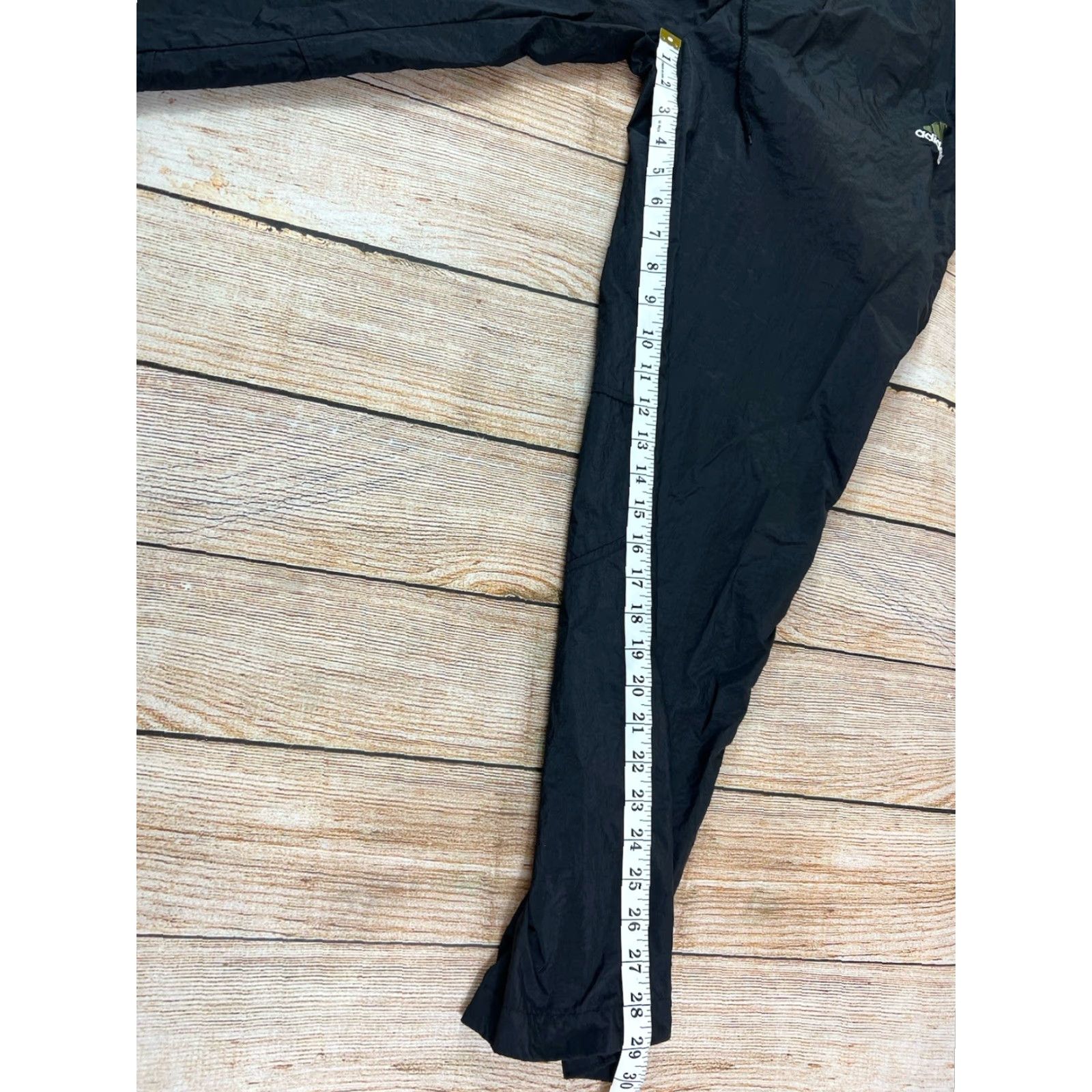 Adidas VINTAGE Adidas Nylon Track Pants Black Olive Green Mens M Ankle Zips Pockets Elastic Waist Regular Size Medium Sports Activewear Pants Size US 31 - 3 Thumbnail