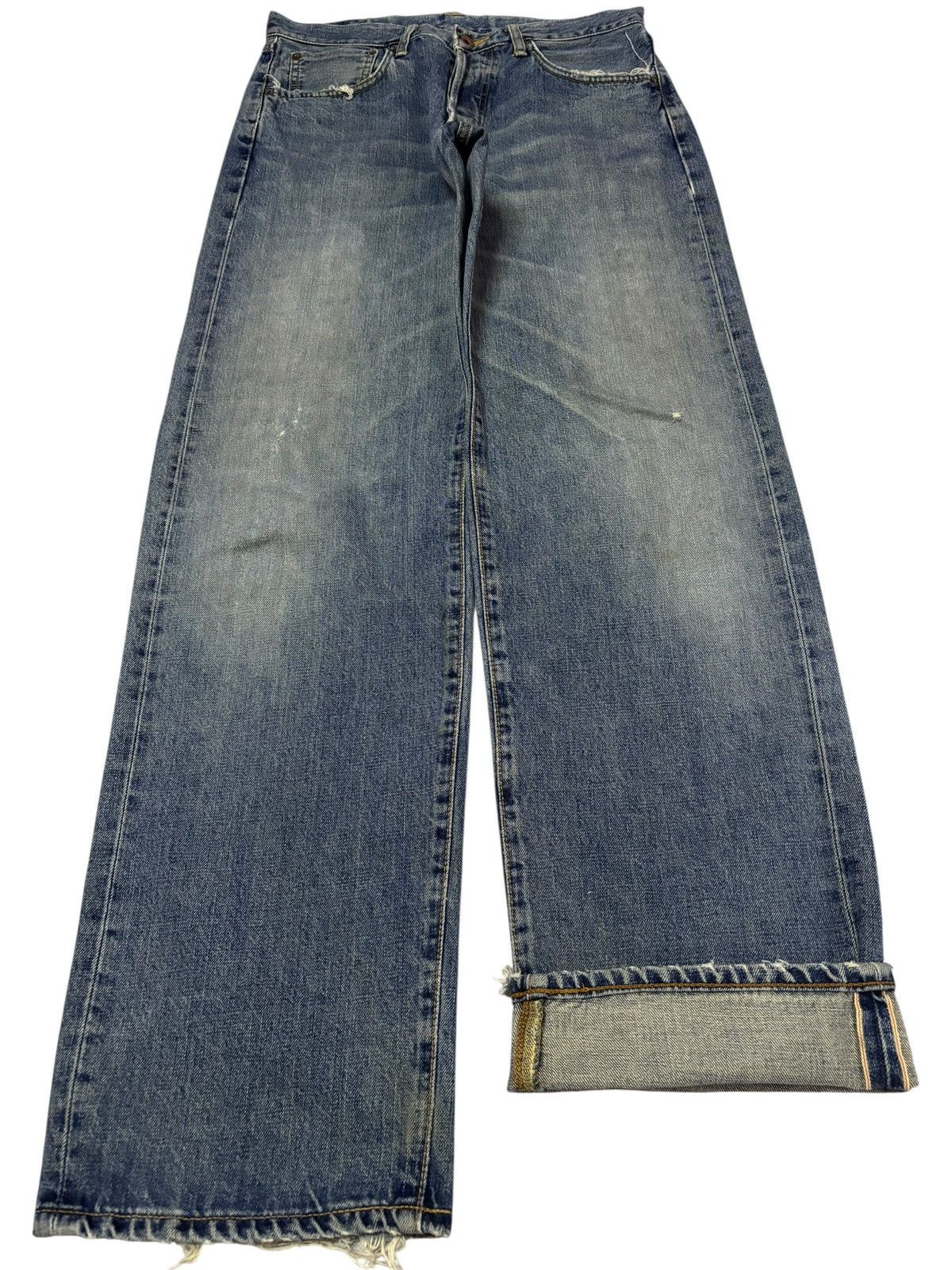 Edwin Vtg Edwin Japan 505x Selvedge Distressed Jeans Size US 30 / EU 46 - 1 Thumbnail