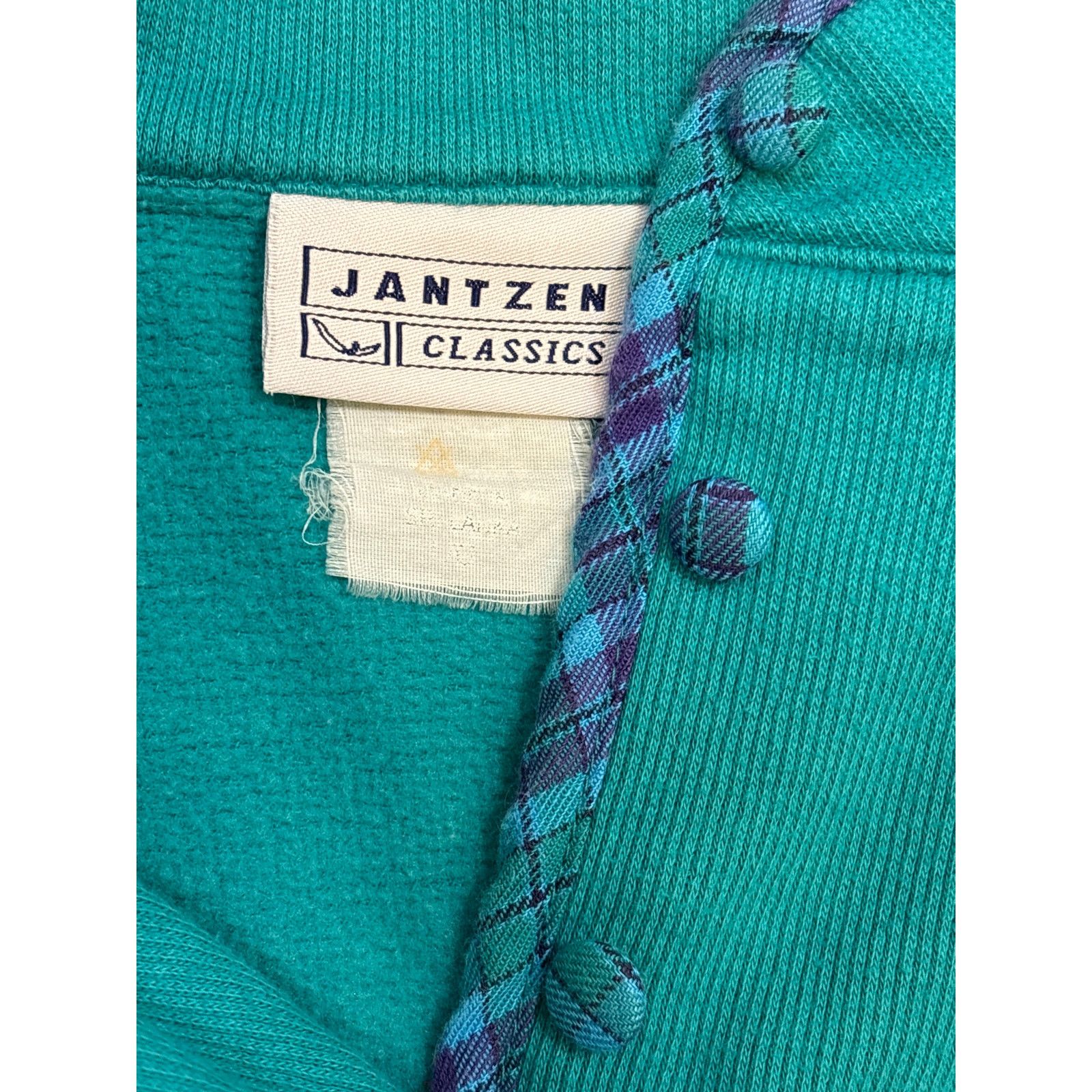 Jantzen Vintage 90s Jantzen Classics chest pocket teal sweatshirt L Size L / US 10 / IT 46 - 4 Thumbnail