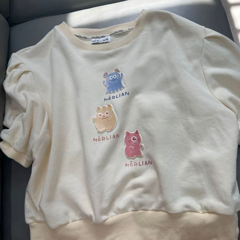 Zara Cream Butter Yellow Little Monster Tshirt Size S / US 4 / IT 40 - 1 Thumbnail