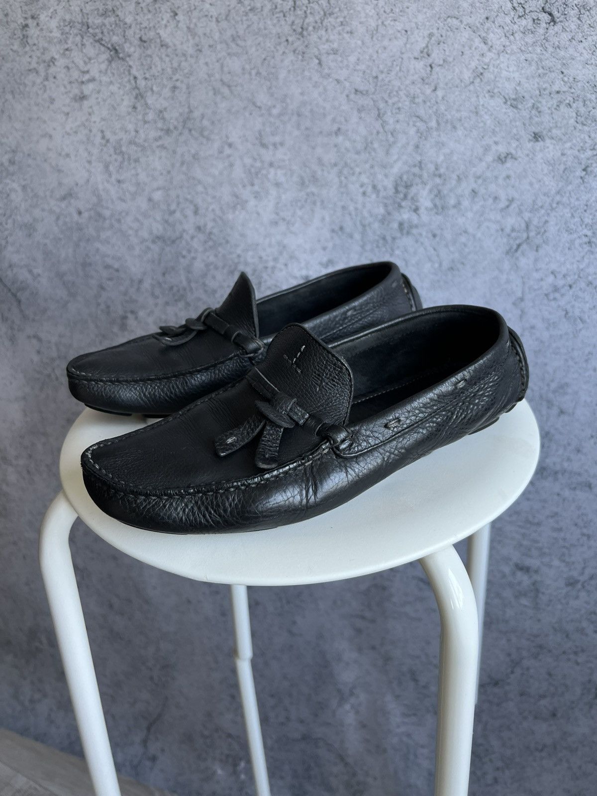 Vintage Baldinini Loafers Shoes Black Genuine Leather