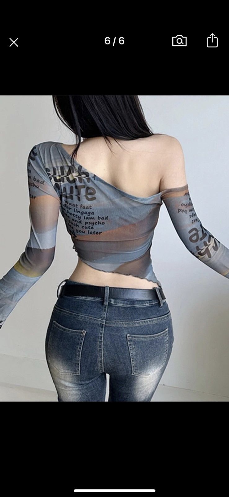 Japanese Brand × Vintage Y2K mesh asymmetrical crop top Size S / US 4 / IT 40 - 2 Thumbnail