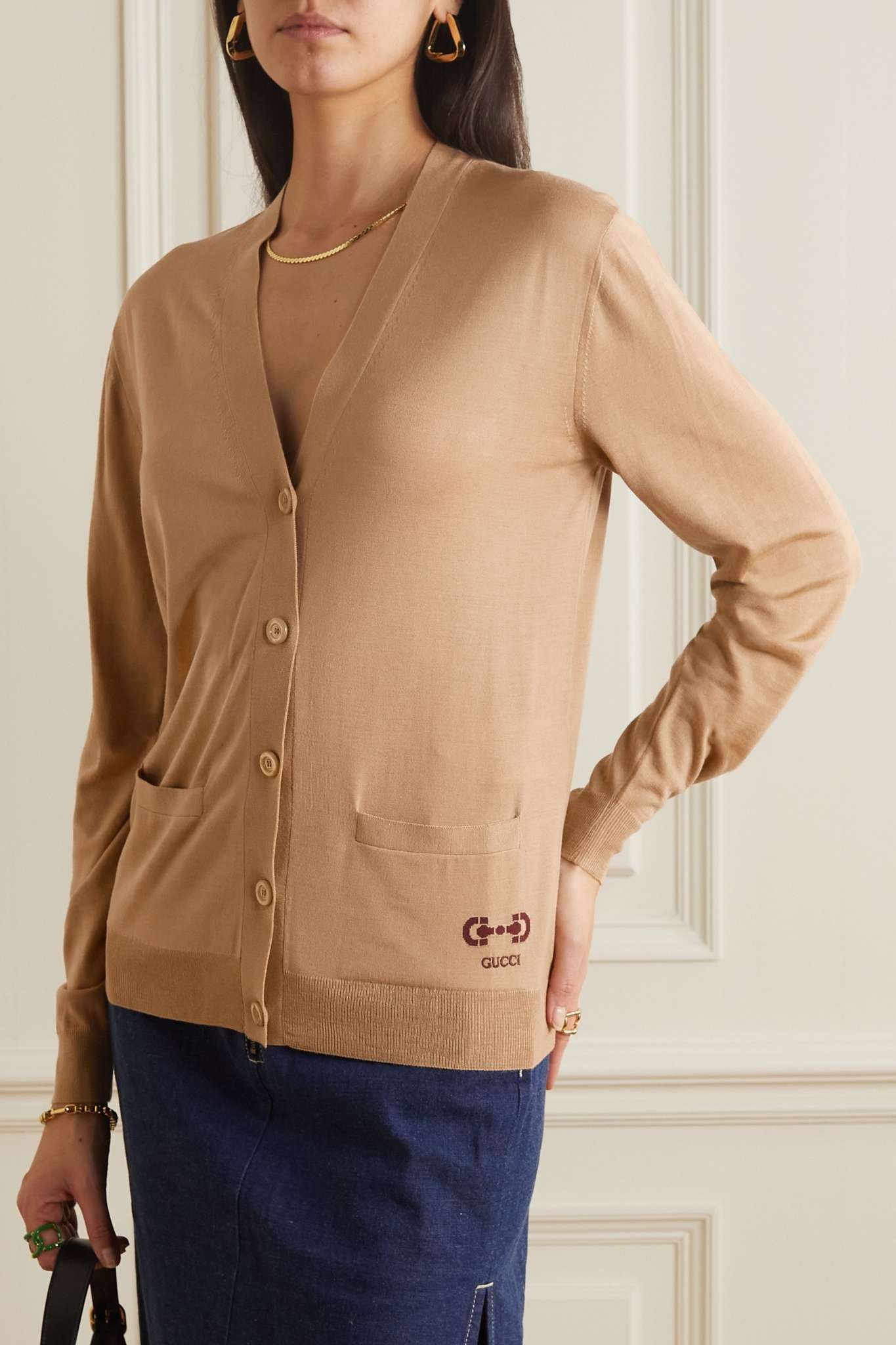 Gucci oc11z1025 Dup / Sweater Knitwear Monogram Wool in Brown Size L / US 10 / IT 46 - 3 Thumbnail