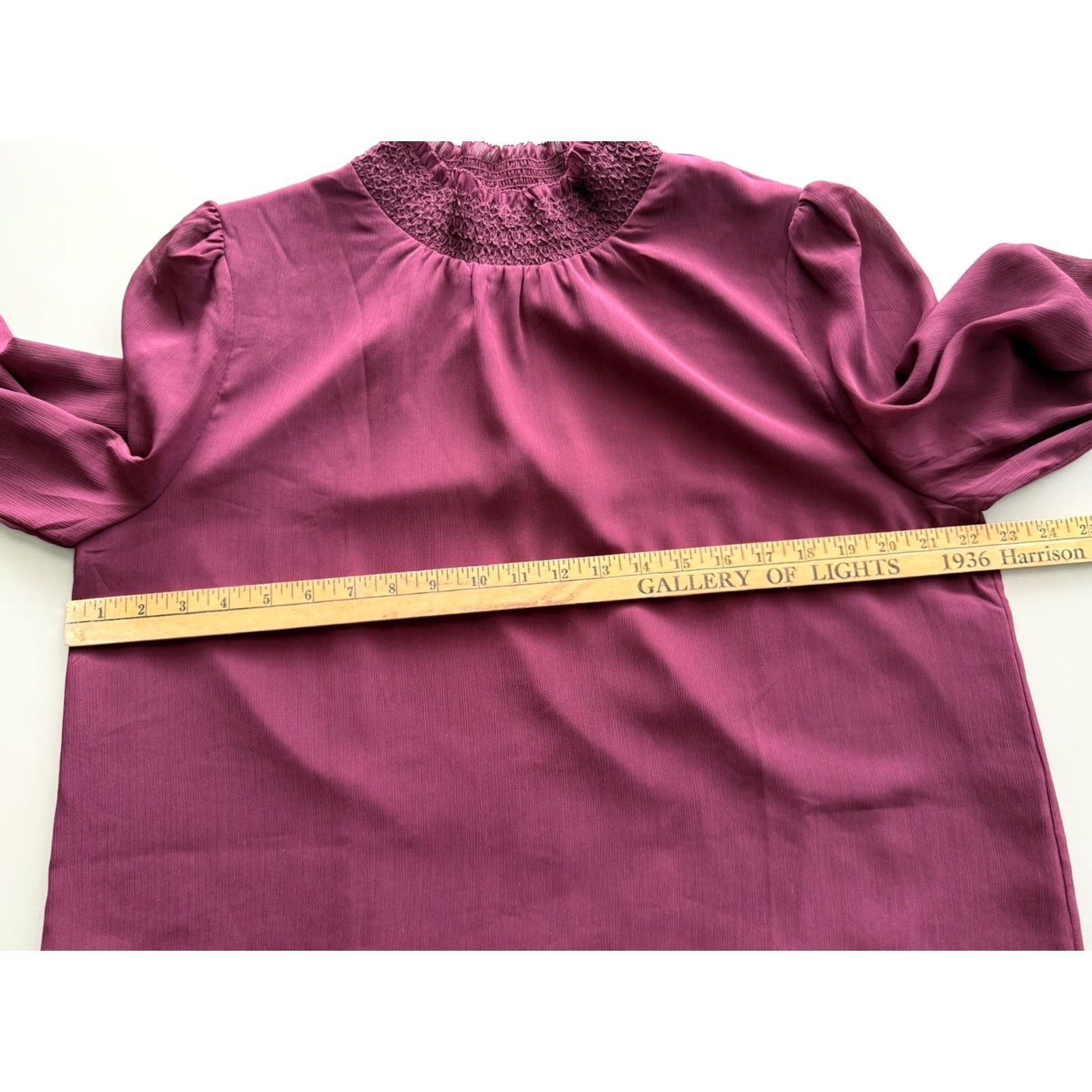 J.Crew J.CREW Top Womens L Burgundy Long Sleeve Mock Neck Ruffle Business Feminine Shirt Size L / US 10 / IT 46 - 6 Thumbnail