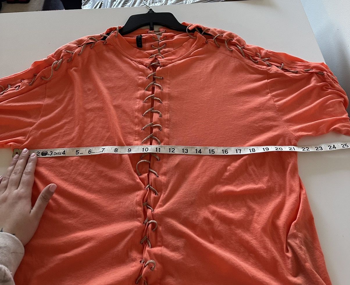 Unravel Project Ben Taverniti Unravel Project Cotton Lace Up Orange Tee S Size S / US 4 / IT 40 - 3 Thumbnail