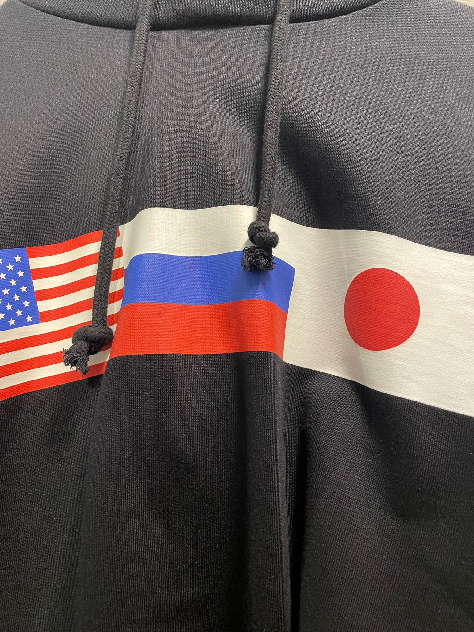Gosha Rubchinskiy Gosha Rubchinskiy Flag Asymmetrical Hoodie Black Size US S / EU 44-46 / 1 - 3 Thumbnail
