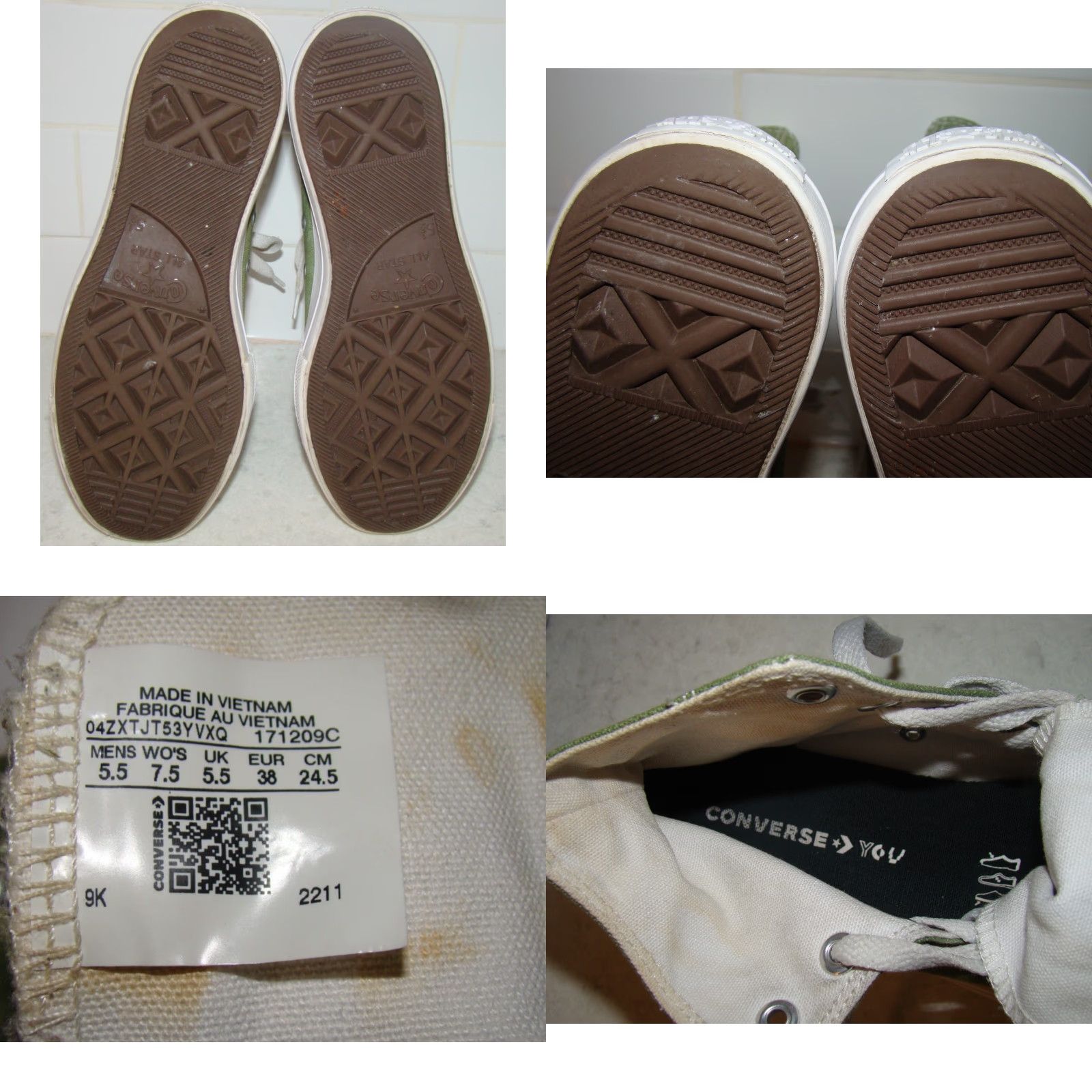 Converse Converse All Star High Top Platform Green Heart Sneaker Womens Mens 7.5 5.5 Canvas Cushioned Rubber Shoes Size M / US 6-8 / IT 42-44 - 8 Thumbnail