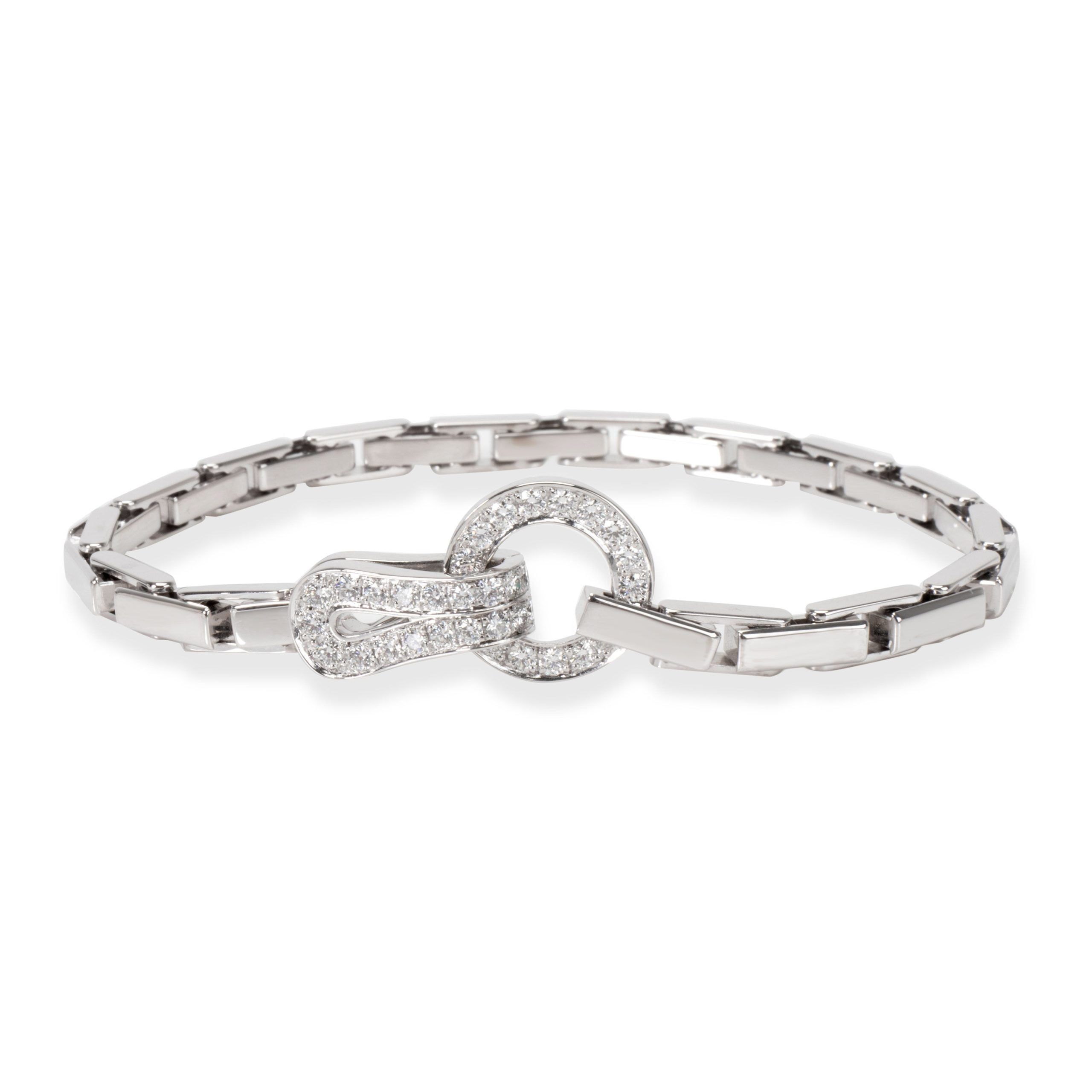 image of Cartier Agrafe Diamond Bracelet In 18K White Gold 1.13 Ctw, Women's