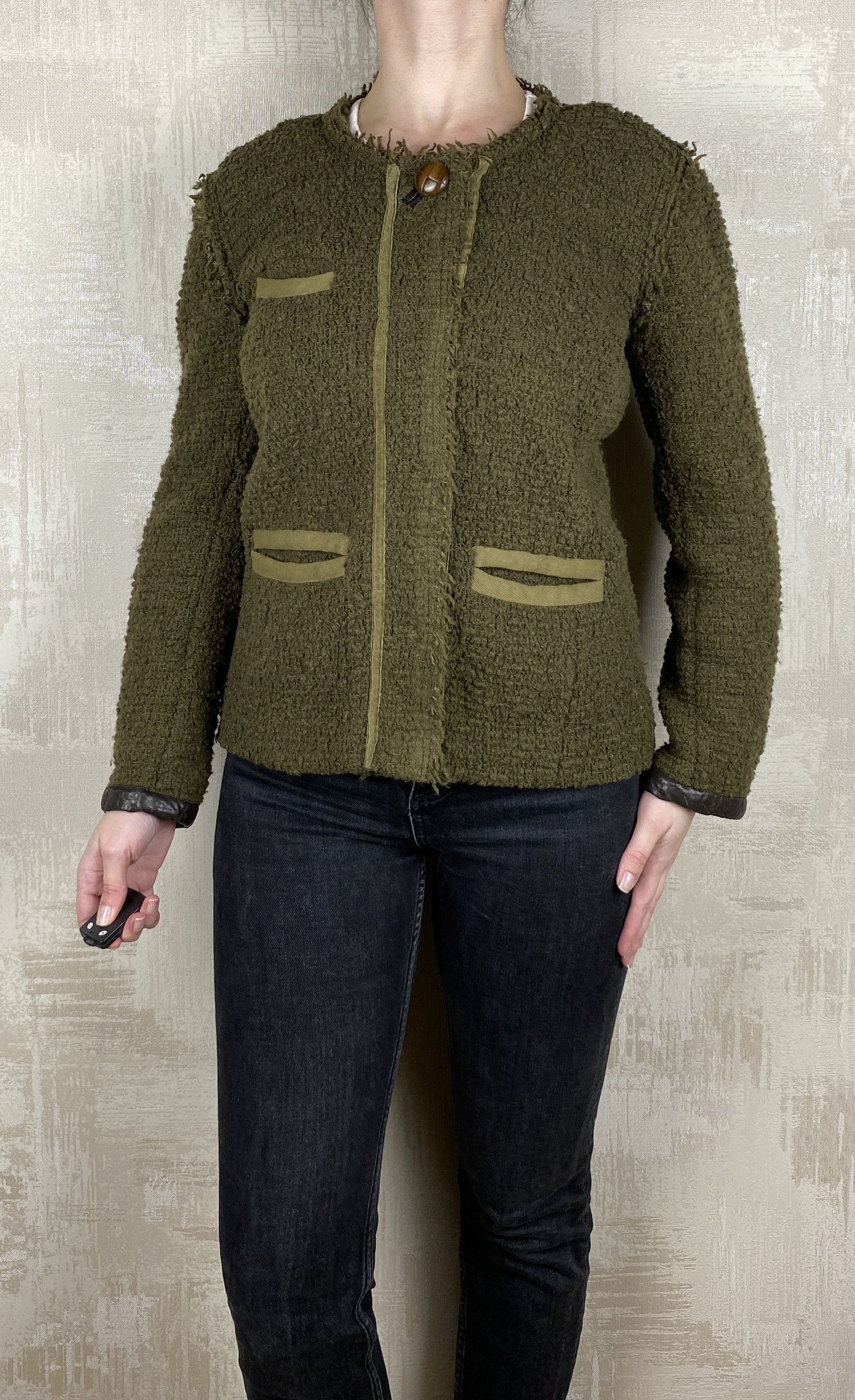 Isabel Marant Isabel Marant Olive Green Textured Wool Blend Knit Blazer Size S / US 4 / IT 40 - 1 Thumbnail